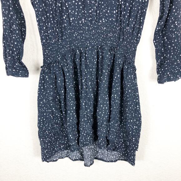 Rails Jasmine Star Print Mini Dress Navy Nova Size Medium Smocked Long Sleeve - Picture 9 of 12